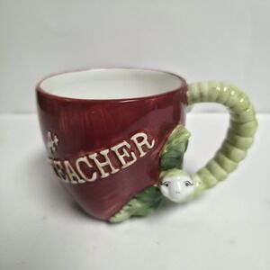 Roman Inc Ceramic Apple Mug A+ Teacher Appreciation Gift Worm Handle